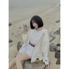 Áo khoác dây kéo Unime Hoodie Zip Flex 1.0 - Màu kem