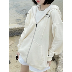 Áo khoác dây kéo Unime Hoodie Zip Flex 1.0 - Màu kem