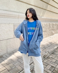 ÁO KHOÁC NAM/NỮ HOODIE ZIP UNIME BASIC ESSENTIAL -  XANH NAVY