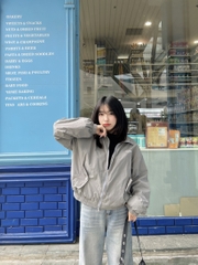 Áo khoác dù siêu nhẹ Crop Windbreaker khóa kéo 2 đầu W12024