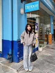Áo khoác dù siêu nhẹ Crop Windbreaker khóa kéo 2 đầu W12024