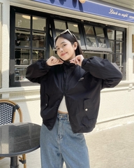 Áo khoác dù siêu nhẹ Crop Windbreaker khóa kéo 2 đầu W12024