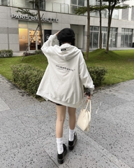 ÁO KHOÁC NAM/NỮ HOODIE ZIP UNIME BASIC ESSENTIAL - XÁM TRẮNG