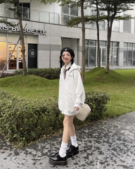 ÁO KHOÁC NAM/NỮ HOODIE ZIP UNIME BASIC ESSENTIAL - XÁM TRẮNG