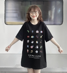 ÁO THUN NAM/NỮ UNIME MULTI ICON - ĐEN