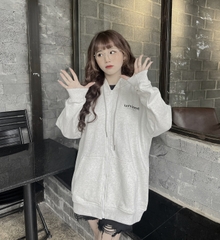 ÁO KHOÁC NAM/NỮ HOODIE ZIP UNIME BASIC ESSENTIAL - XÁM TRẮNG