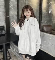 ÁO KHOÁC NAM/NỮ HOODIE ZIP UNIME BASIC ESSENTIAL - XÁM TRẮNG