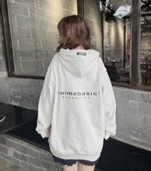 ÁO KHOÁC NAM/NỮ HOODIE ZIP UNIME BASIC ESSENTIAL - XÁM TRẮNG