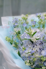 Bó Hoa Cẩm Tú Cầu 002 - Tone Xanh Phối Cỏ Ringbell