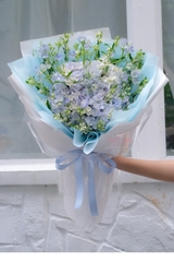 Bó Hoa Cẩm Tú Cầu 002 - Tone Xanh Phối Cỏ Ringbell