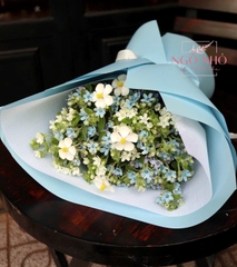 Bó hoa sao xanh, sao trắng mix hoa bướm gỗ