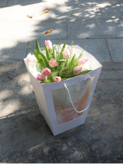 Bó Hoa Tulip Hồng dáng tròn