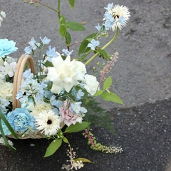 Giỏ hoa tông xanh dương