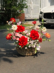 Giỏ hoa Garden Tone Đỏ Hồng 021