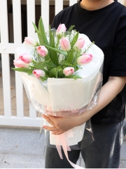 Bó Hoa Tulip Hồng dáng tròn