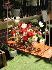 Giỏ Hoa Mica Tone Đỏ 014