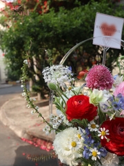 Giỏ Hoa Mica Tone Đỏ 016