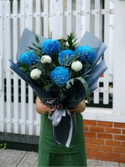 Bó Hoa Cúc Mẫu Đơn Xanh Blue