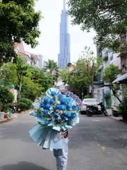 Bó Hoa Cúc Mẫu Đơn Xanh Dương Nhập Khẩu Malaysia