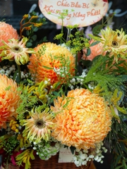 Giỏ Hoa Cúc Mẫu Đơn Tone Cam - Khai Trương 869