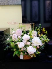 Giỏ Mây Hoa Nhập Khẩu "VVIP" | Peony & Dạ Lan Hương | (Mẫu Đơn)