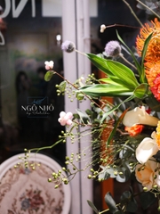 Kệ Hoa Chúc Mừng Tone Vàng Cam 1070