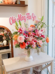 Bình Hoa Ly Kép Tone Hồng 268