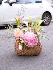 Giỏ Hoa Nhập Khẩu Tone Hồng 022