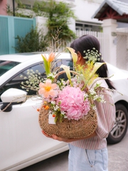 Giỏ Hoa Nhập Khẩu Tone Hồng 022