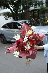 Bó hoa style Hàn Quốc tone đỏ