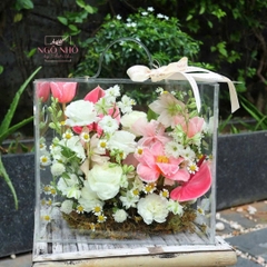 Mẫu vali tulip cam mix mao lương (size 24×27)