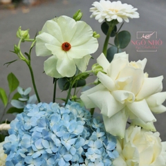 Giỏ hoa tú cầu xanh mix hồng trắng