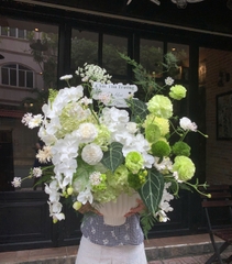 Bình hoa tông xanh lá vs trắng