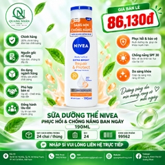99562 SỮA DƯỠNG THỂ DƯỠNG TRẮNG DA BAN NGÀY PHỤC HỒI CHỐNG NẮNG 190ML ( CAM ) x 24 CHAI