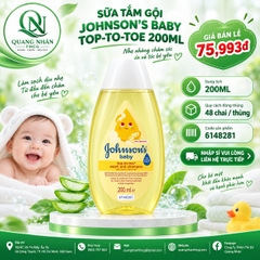Tắm gội toàn thân Johnson's Baby top to toe dịu nhẹ cho bé chai 200ml * 48chai/ Thùng