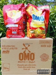NƯỚC GIẶT OMO MATIC CHUYÊN GIA CỬA TRÊN TINH DẦU NƯỚC HOA TINH TẾ 3.6KG x 4 TÚI