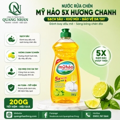 NƯỚC RỬA CHÉN MỸ HẢO 5X HƯƠNG CHANH 200g x 40 CHAI