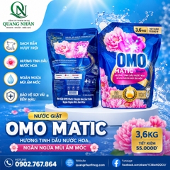 NƯỚC GIẶT OMO MATIC CỬA TRƯỚC NGĂN MÙI ẨM MỐC 3.6KG x 4 TÚI