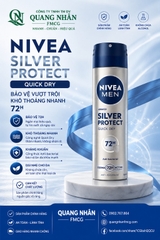 82959 XỊT NGĂN MÙI NIVEA NAM Phân tử Bạc 150ML x 12 CHAI