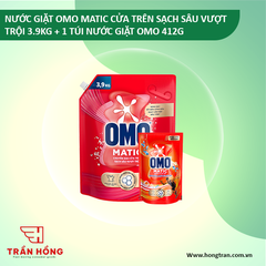 NƯỚC GIẶT OMO MATIC CỬA TRÊN SẠCH SÂU VƯỢT TRỘI 3.9KG + 1 TÚI NG OMO 412G) x 3 BỘ