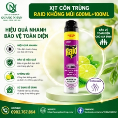 XỊT CÔN TRÙNG RAID KHÔNG MÙI 600ML+100ML X 12 CHAI