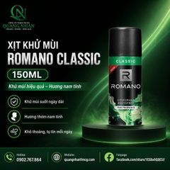 XỊT KHỬ MÙI ROMANO CLASSIC 150ML x 24 CHAI