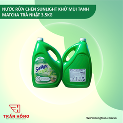 NƯỚC RỬA CHÉN SUNLIGHT KHỬ MÙI TANH MATCHA TRÀ NHẬT 3.5KG x 3 CAN