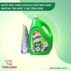 NƯỚC RỬA CHÉN SUNLIGHT KHỬ MÙI TANH MATCHA TRÀ NHẬT 3.5KG TẶNG KÈM x 3 BỘ