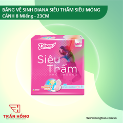 BĂNG VỆ SINH DIANA SIÊU THẤM SIÊU MỎNG CÁNH 8 Miếng -23CM x 48 gói