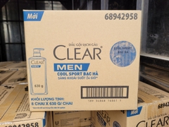 DẦU GỘI CLEAR MEN COOL SPORT MÁT LẠNH BẠC HÀ 630G X 8 chai