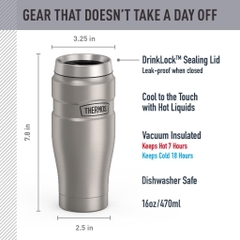 THERMOS 470ml (16oz) Stainless King SK1005 Binh giữ nhiệt – Giữ nóng 7h, lạnh 18h, chống rò rỉ DrinkLock, inox 18/8 cao