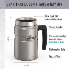 THERMOS Stainless King 16oz (470ml) SK1600 Cốc Giữ Nhiệt Giữ Nóng 6H, Lạnh 18H, Nắp Trượt Chống Tràn, Inox 304 Cao Cấp
