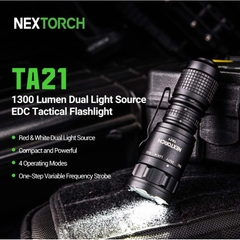 NEXTORCH TA21 – ĐÈN PIN CHIẾN THUẬT MINI | 1300 LUMENS | ÁNH SÁNG TRẮNG + ĐỎ