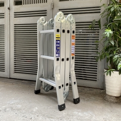 Thang nhôm Ninda ND-403 gấp chữ M, cao 3m7